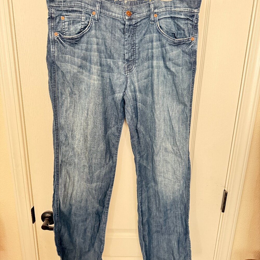 $389 Authentic 7 For ALL MANKIND Made in USA Men’s Button Fly Jeans Sz.34(35X29)